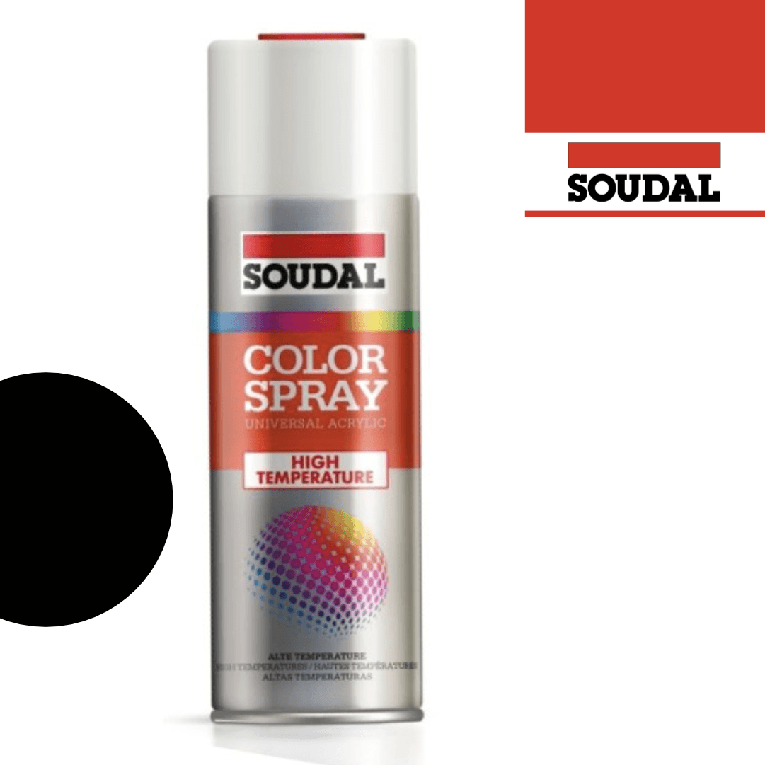 Spray Esmalte Alta Temperatura Preto Mate - Soudal 400ML