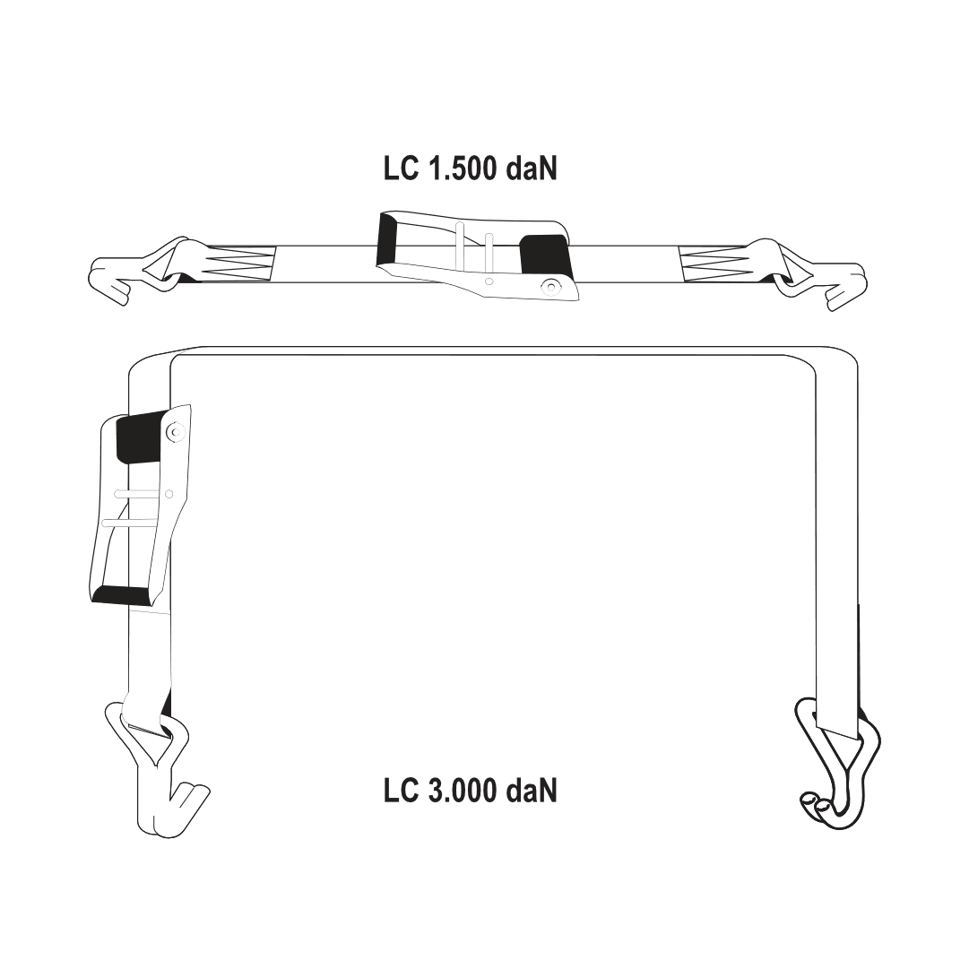 Cinta Amarração c/ Tensor de Carranca e Ganchos Fechados 3TON - 35MMx6,00MT (ENM-346)
