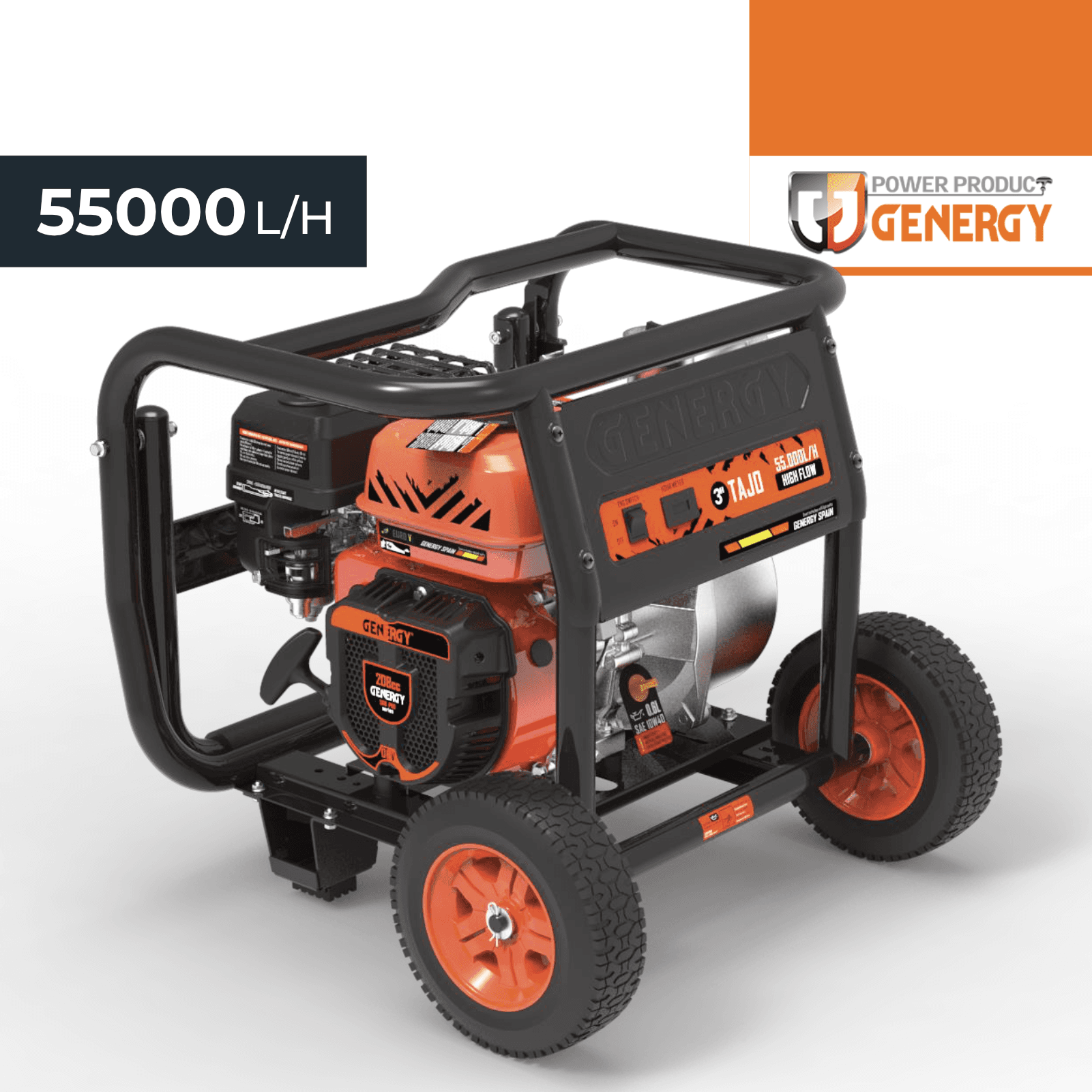 Motobomba Genergy Tajo 3'' 55000L/H 30M p/ Água Limpa