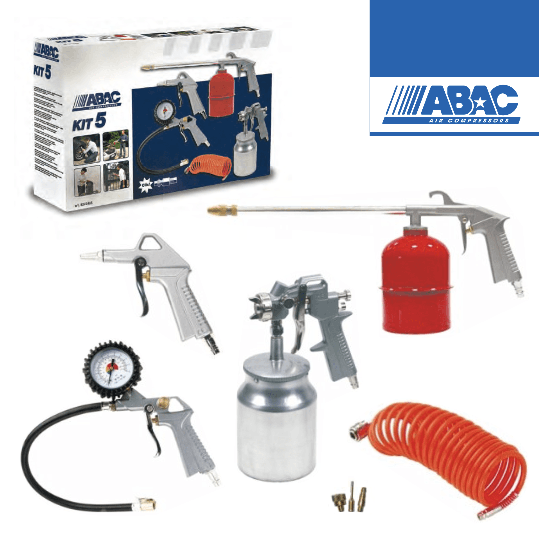 Kit Compressor Abac Ferramentas Pneumáticas -  8PCS