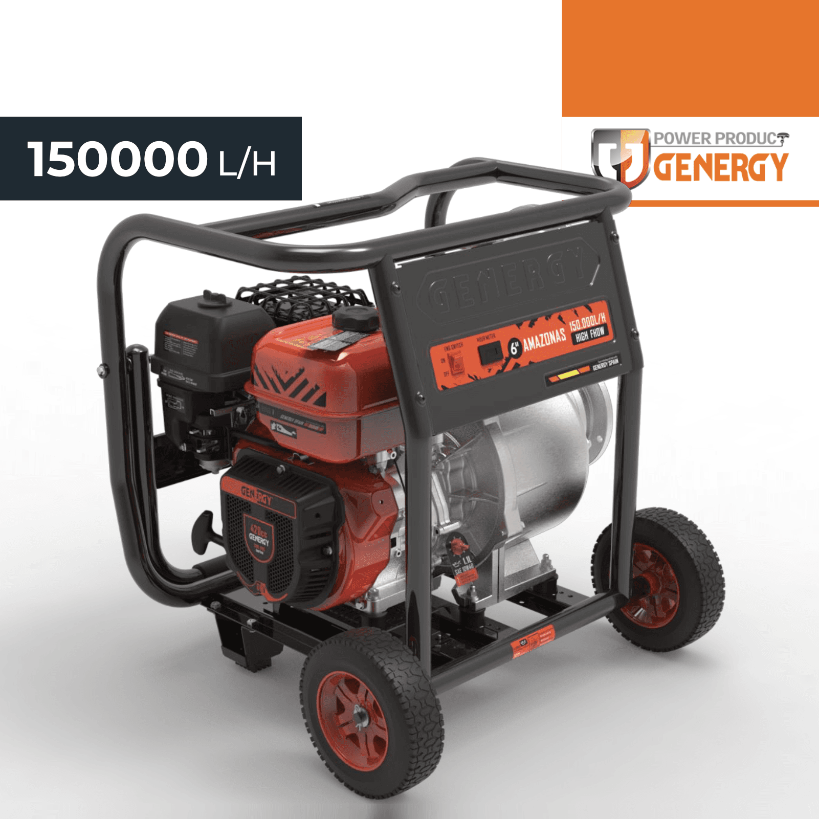 Motobomba Genergy Amazonas 6'' 150000L/H 20M p/ Águas Limpas
