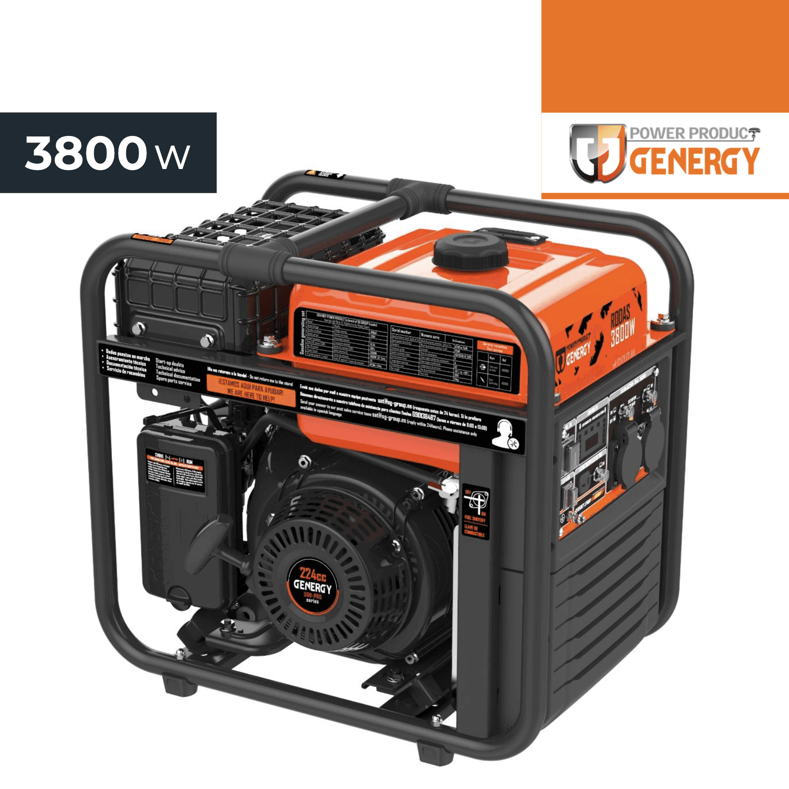 Gerador Genergy Inverter Rodas Monofásico 3800W c/ Arranque Elétrico