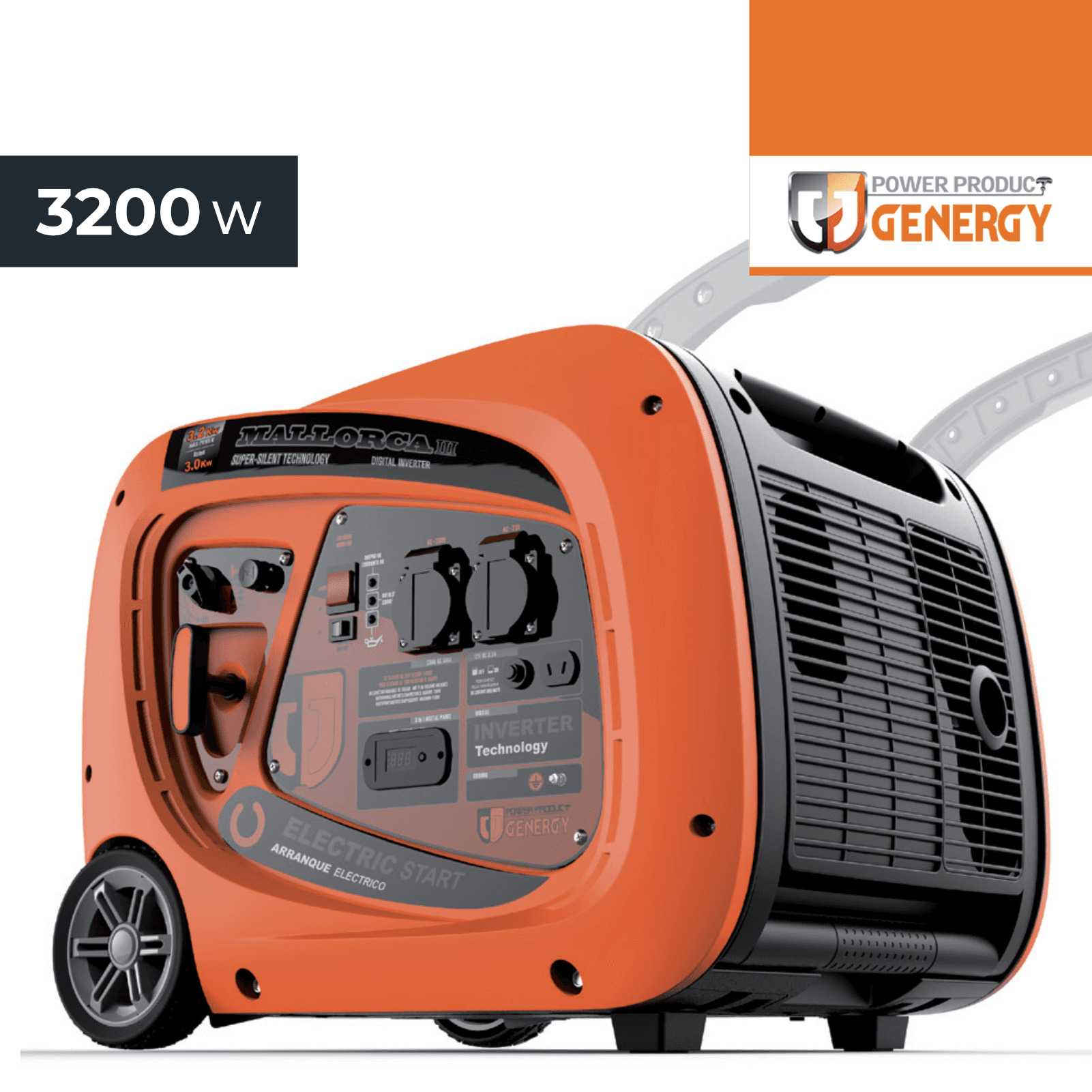 Gerador Genergy Inverter Silent Mallorca Monofásico 3200W c/ Arranque Elétrico