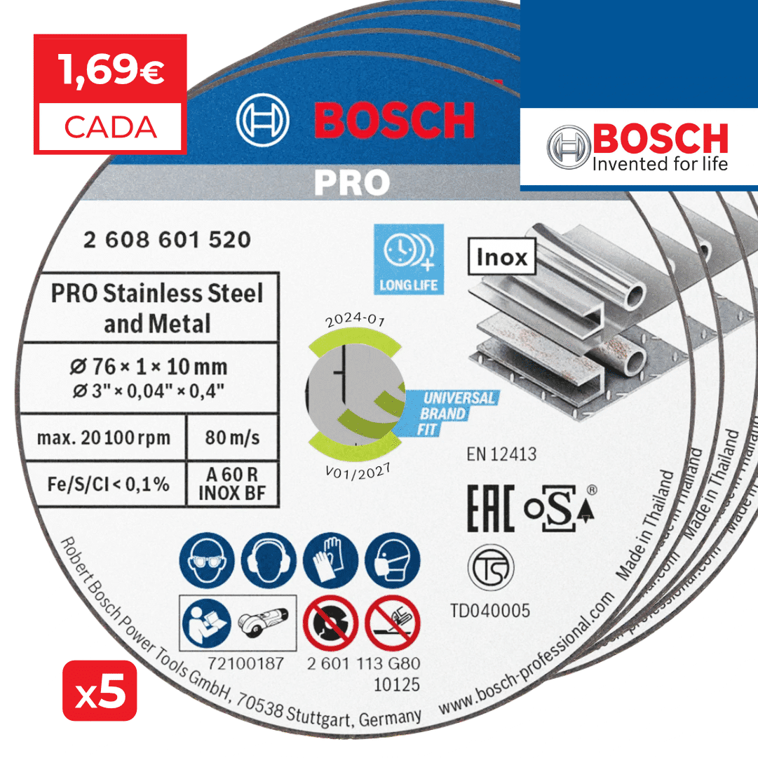 Disco Corte Bosch Pro p/ Inox 76MMx1MM   - 5UNI (2608601520)