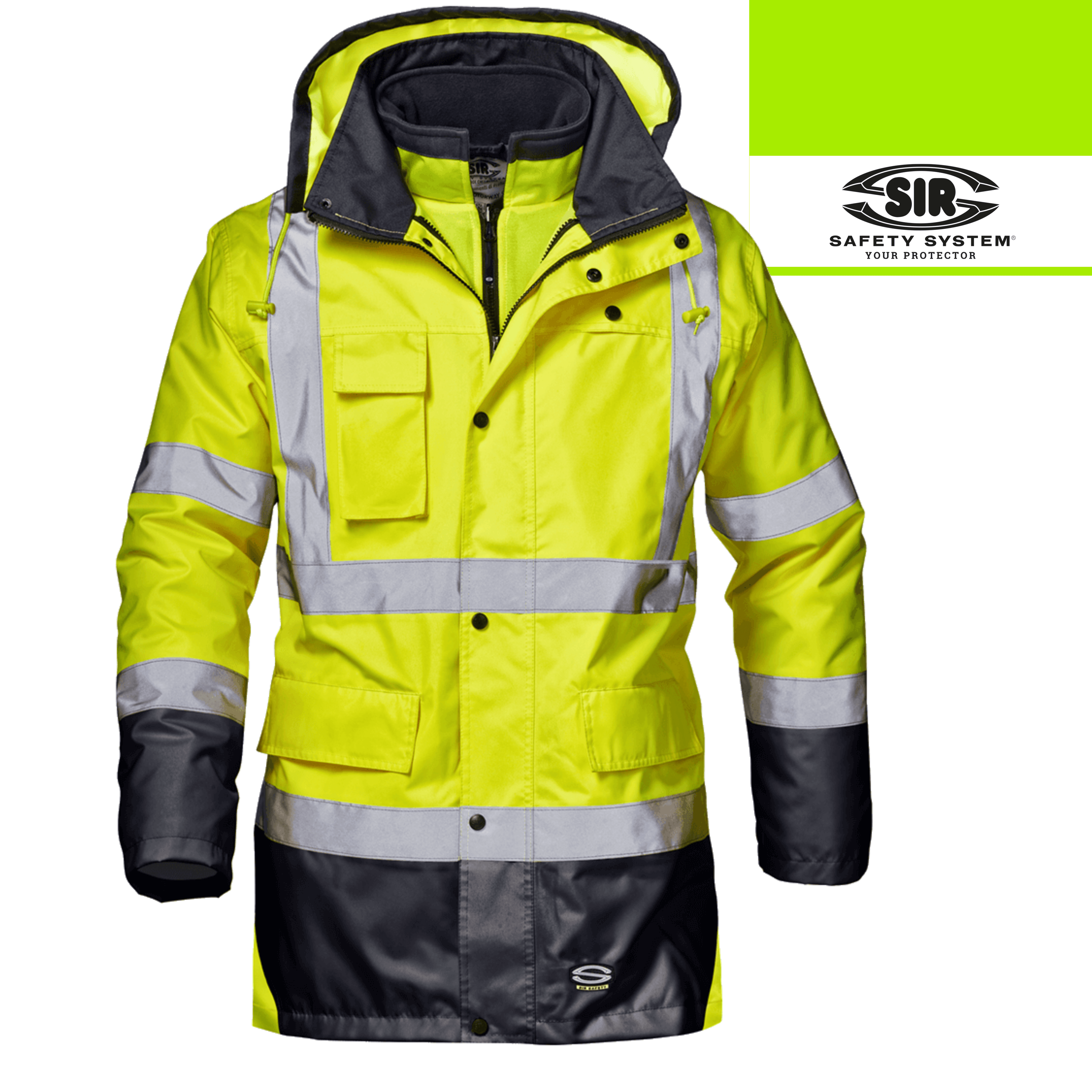 Parka Motorway Split Sir Safety Alta Visibilidade Bicolor 4 em 1