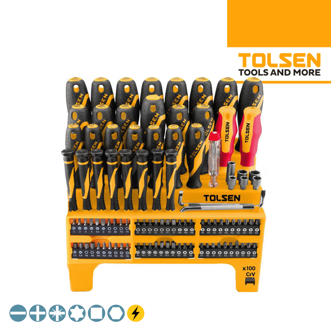 Jogo Chaves Fenda/PH/Bits Tolsen - 100PCS