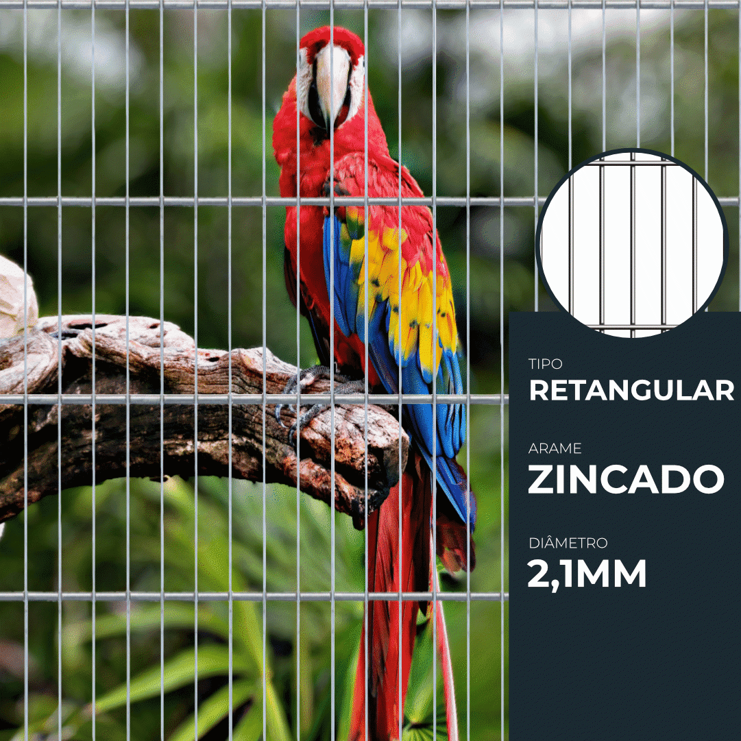 Painel de Rede Zincado HA Malha Retangular 73x13MM Ø2,10MM - 2.00MTx1.00MT