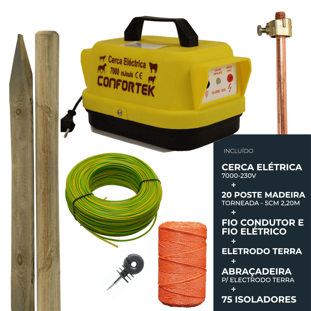 Cerca Eléctrica Confortek 7000 c/ Kit Instalação p/ ~500MT