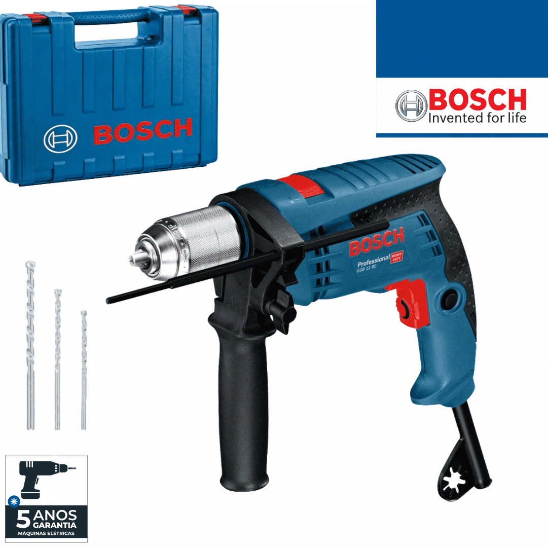 Berbequim Elétrico Bosch Profissional GSB 13 RE + 3 Brocas Multi Material + Mala (0601217104)
