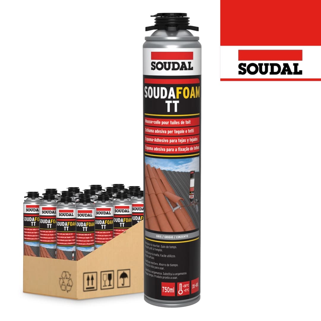 Espuma Poliuretano Soudafoam TT p/ Pistola Soudal Terracota 750ML - 12UNI