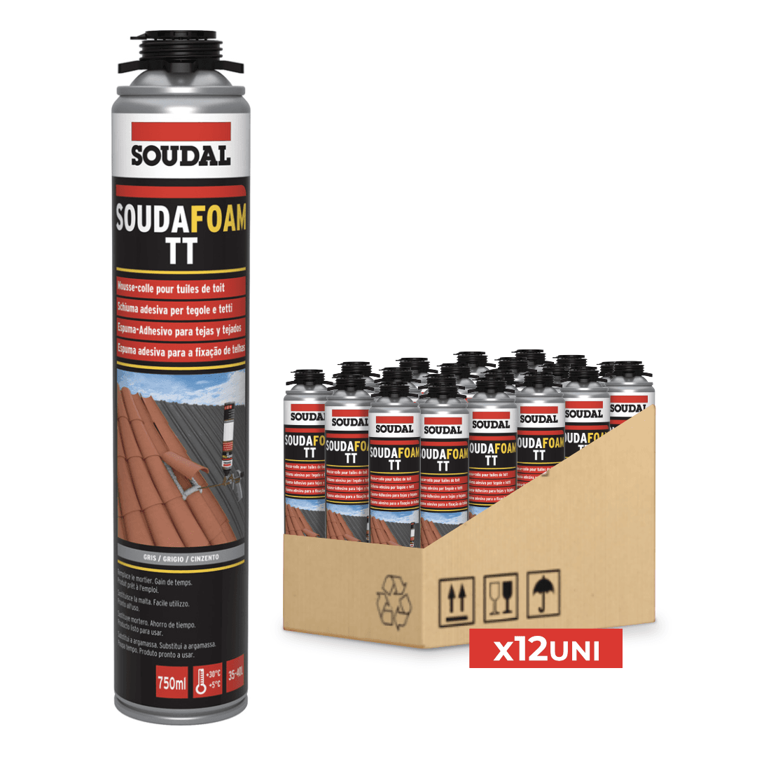Espuma Poliuretano Soudafoam TT p/ Pistola Soudal Terracota 750ML - 12UNI