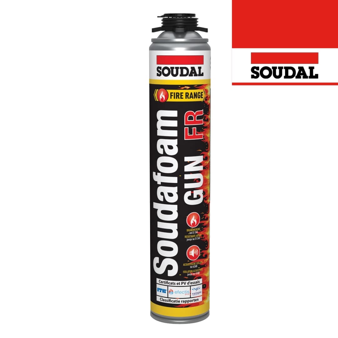 Espuma Poliuretano Resistente ao Fogo Soudafoam FR Soudal p/ Pistola - 750ML