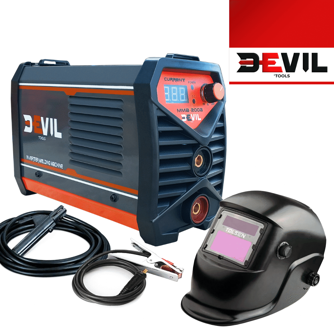 Aparelho Soldar Devil'Tools Inverter MMA 200B + Máscara de Soldar Eletrónica