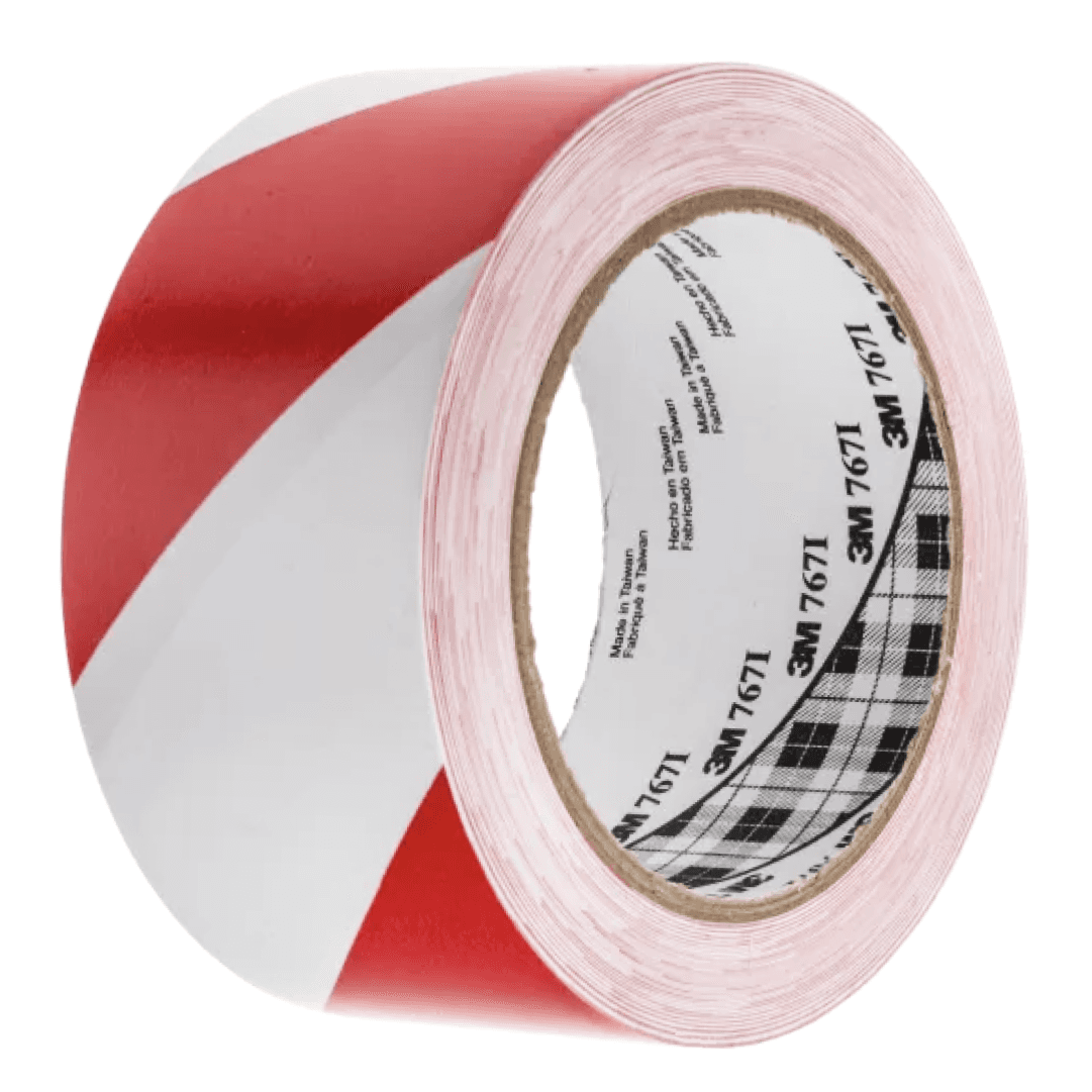Fita Adesiva Sinalizadora Vinil 3M Vermelha/Branca 50MMx33MT