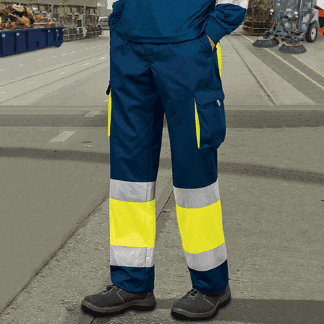 Calças de Trabalho Factory Alta Visibilidade Amarelo/Azul