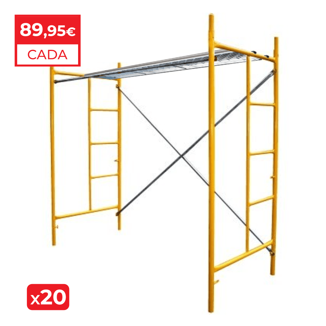 Andaime 40MM 2,15MT + 2 Laterais + Cruzeta + Travessa + Prancha Galvanizada 40CM - 20UNI