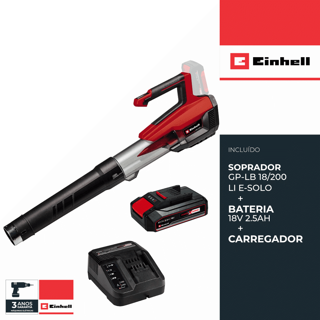 Soprador Einhell GP-LB 18/200 Li E-Solo + Bateria 18V 2.5Ah + Carregador