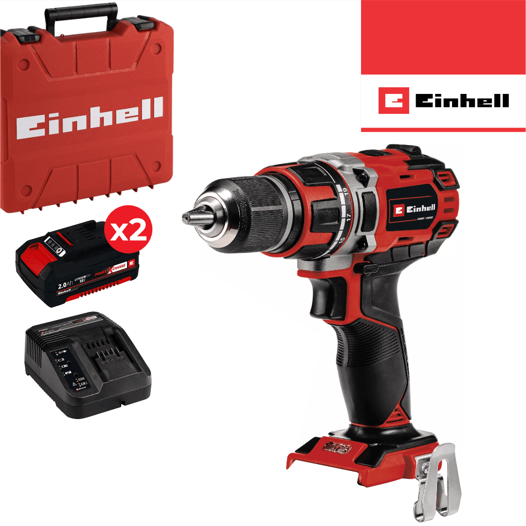 Aparafusadora Einhell TP-CD 18/50 Li-i BL + 2 Baterias 18V 2.0Ah + Carregador + Mala 