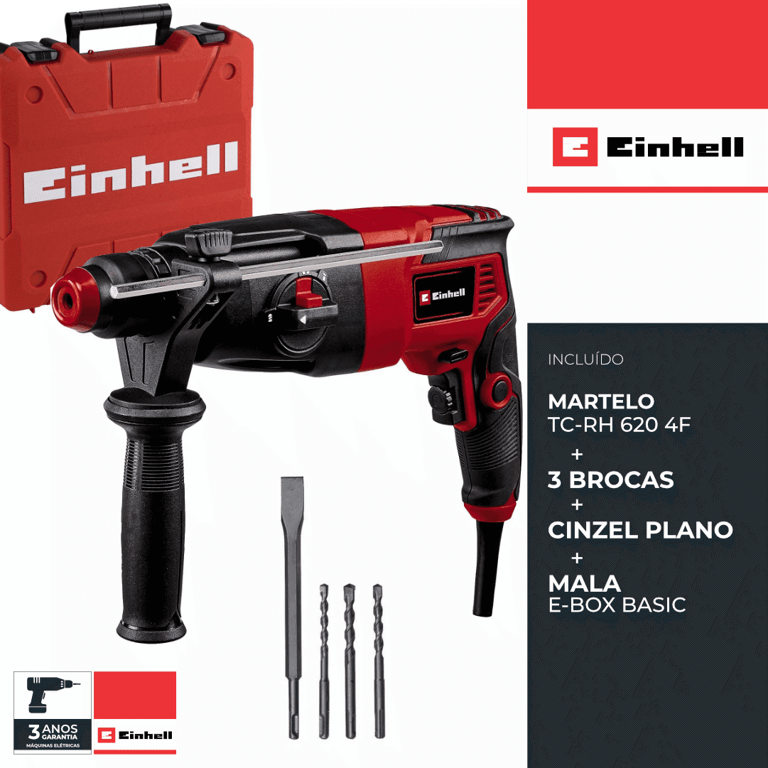 Martelo Perfurador Einhell TC-RH 620 4F + Acessórios + Mala
