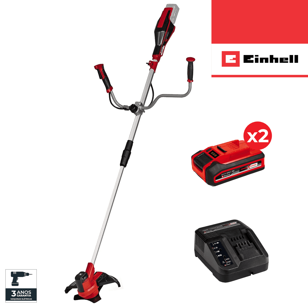 Roçadora Einhell Agillo 18/200 + 2 Baterias PXC Plus 18V 4.0Ah Plus + Carregador