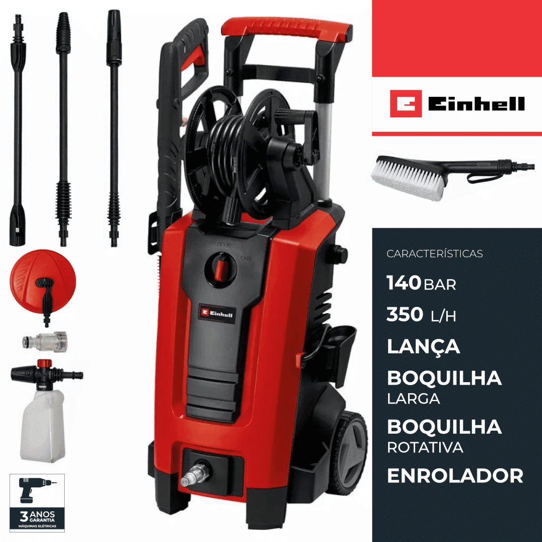 Máquina de Lavar a Pressão Einhell TE-HP 140 c/ Enrolador