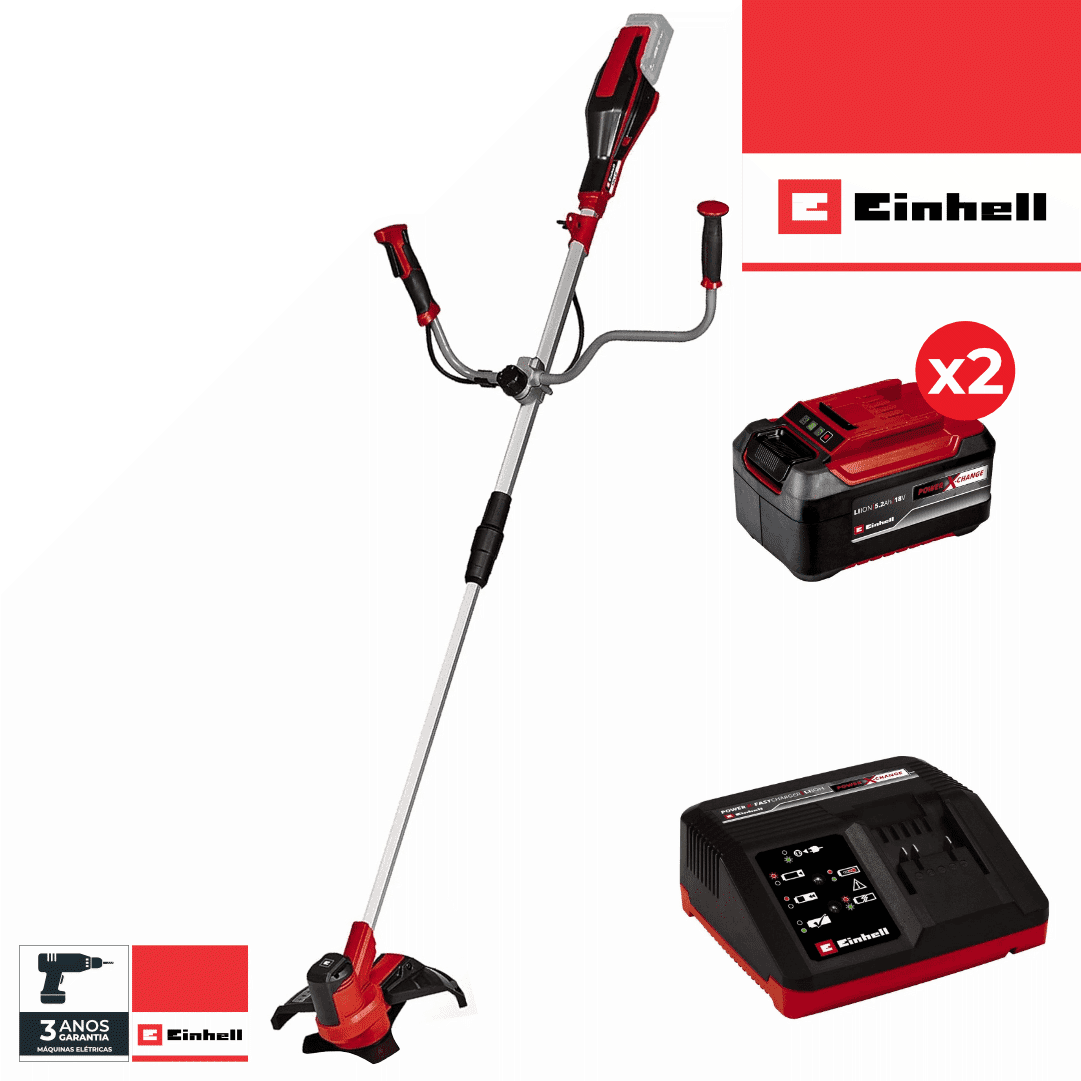 Roçadora Einhell 18V Agillo 18/200 + 2 Baterias 18V 5.2Ah + Carregador