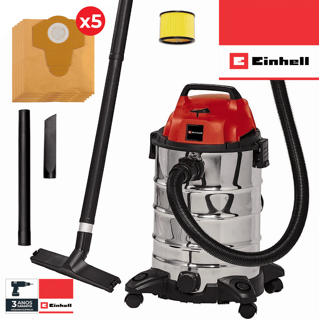 Aspirador/Soprador Einhell p/ Sólidos e Líquidos TC-VC 1930 S - 30LT + 5 Sacos Papel 65MM 30LT