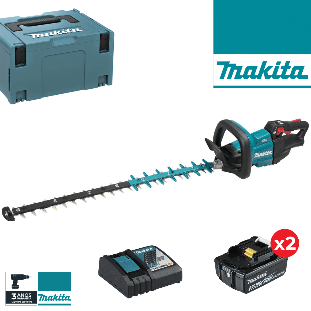 Corta Sebes Makita  18V DUH751PTJ + 2 Baterias 18V 5.0Ah + Carregador + Mala