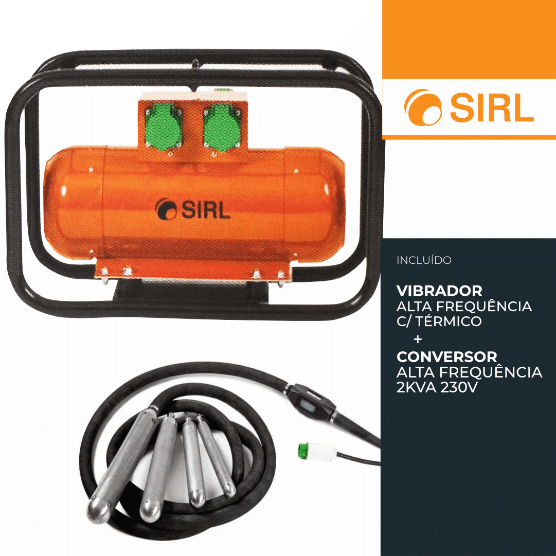 Vibrador Sirl Alta Frequência c/ Térmico 50MM + Conversor Alta Frequência 2KVA 230V