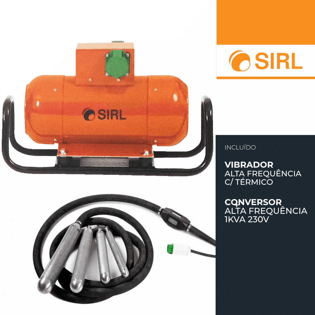 Vibrador Sirl Alta Frequência c/ Térmico 50MM + Conversor Alta Frequência 1KVA 230V
