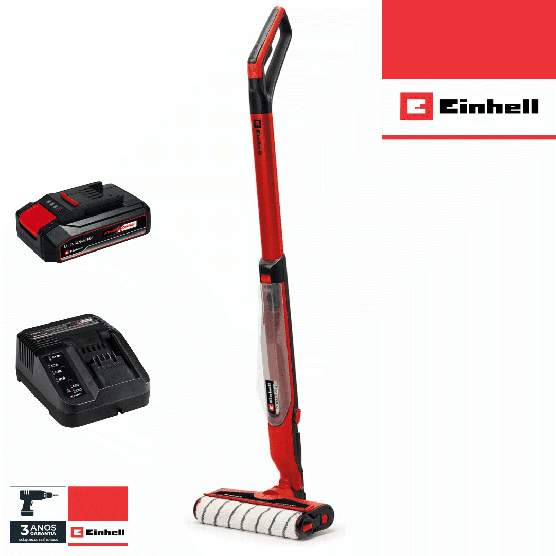 Máquina p/ Limpeza de Pisos Einhell Cleanexxo + Bateria 18V 2.5Ah + Carregador