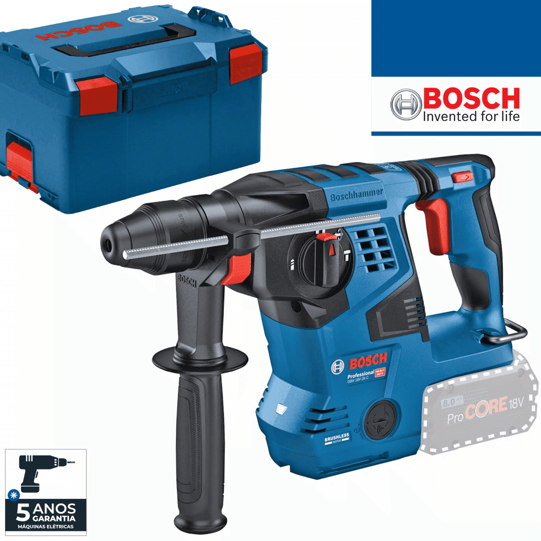 Martelo Perfurador Bateria Bosch Profissional GBH 18V-28 C + Mala (0611920001)