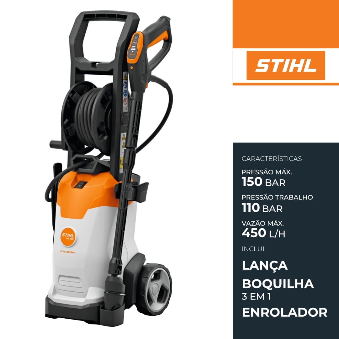 Máquina de Lavar a Pressão Stihl RE 100.0 Plus Control c/ Enrolador