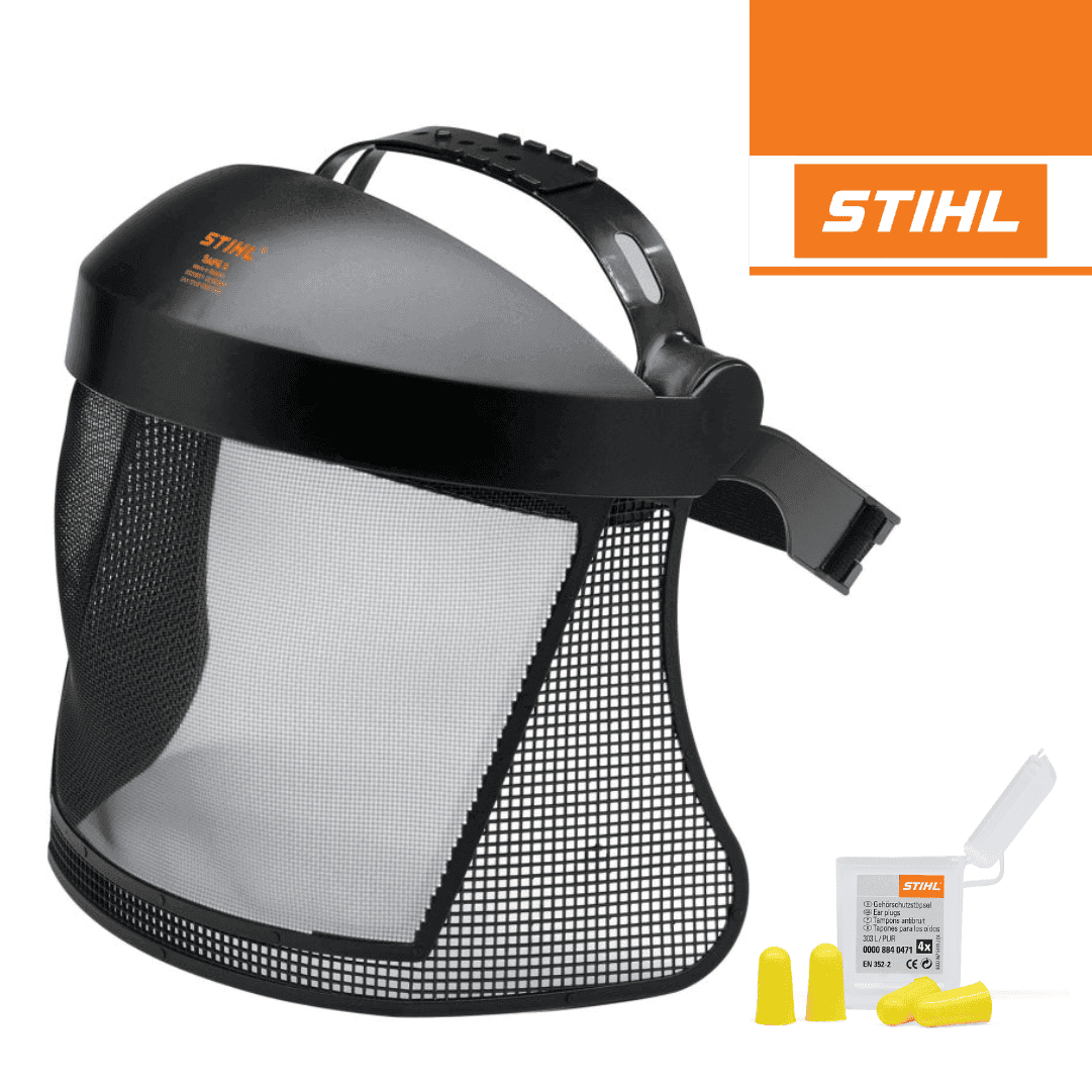 Máscara Viseira Stihl Proteção Rede Function GSS P + Tampão Protetor de Ouvidos
