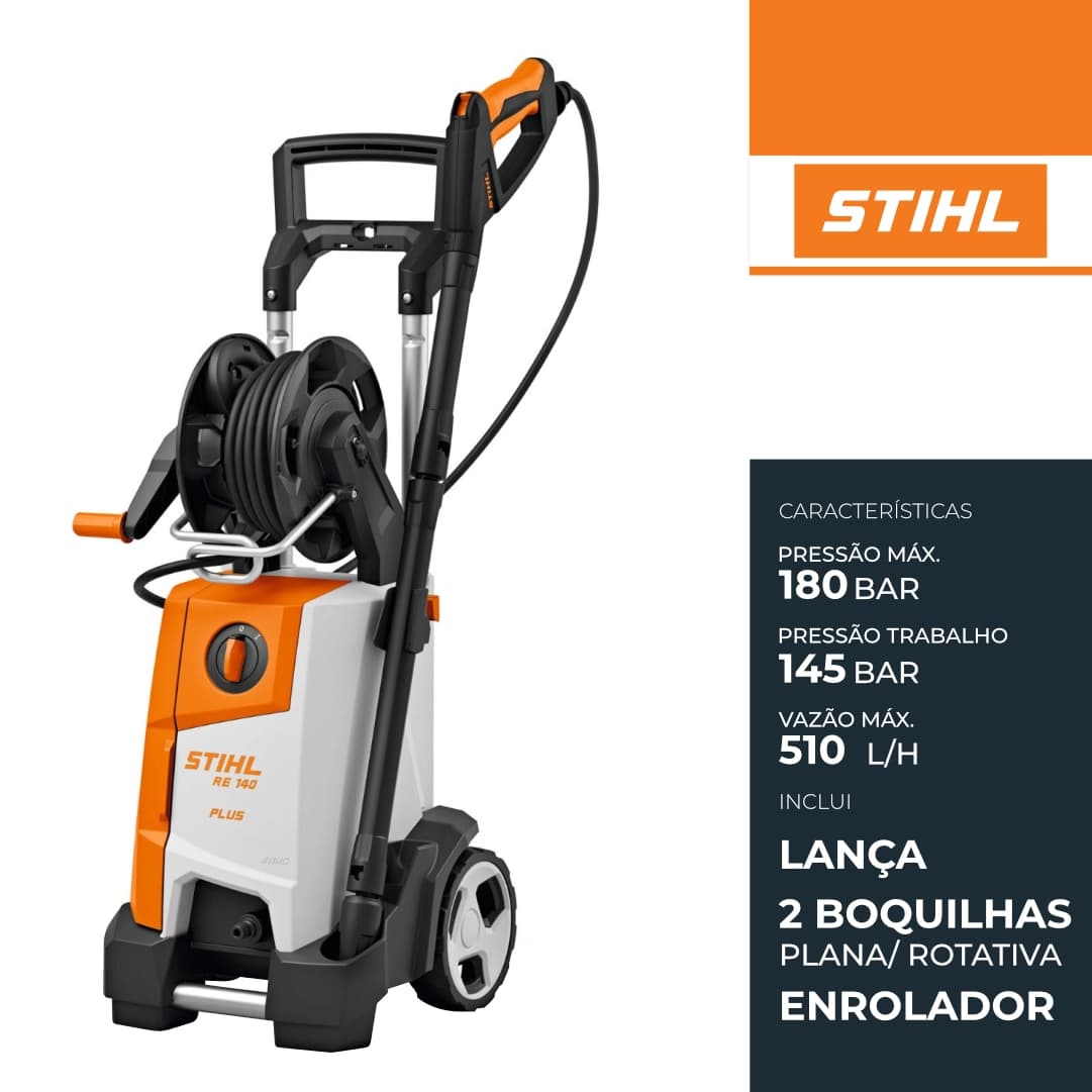 Máquina de Lavar a Pressão Stihl RE 140 Plus c/ Enrolador