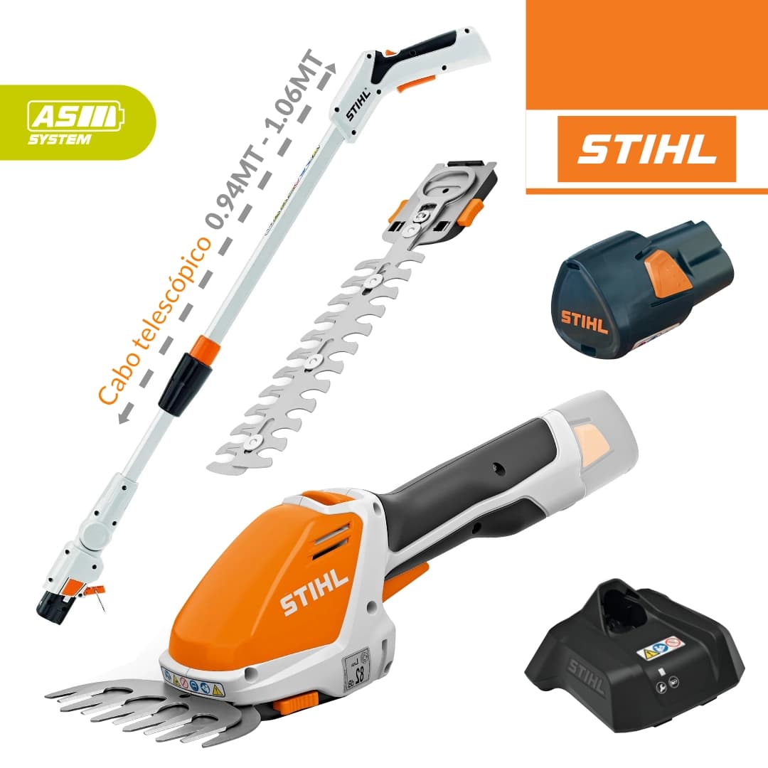 Aparador Stihl HSA 26 12/ 20CM + Cabo Telescópico 1.1MT + Bateria AS 2 2.6Ah + Carregador