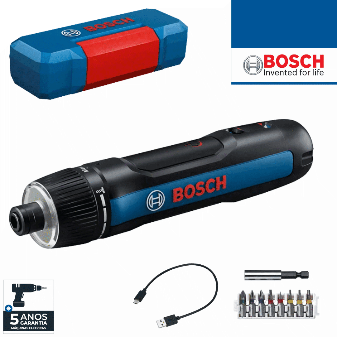 Aparafusadora Bateria Bosch Profissional Go 3 + Mini Cabo USB-C + Mala Mini + Set 8 Bits (06019H2201)