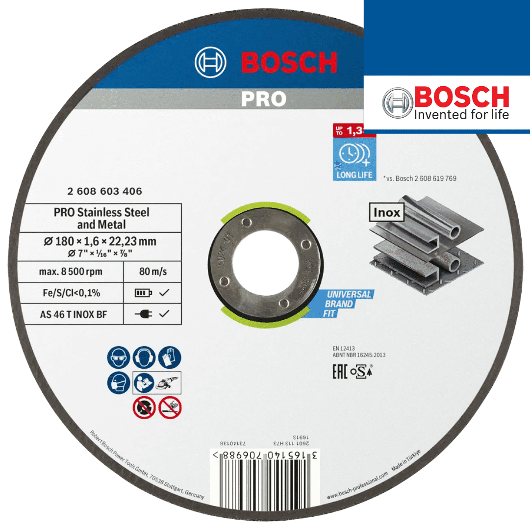 Disco Bosch Pro p/ Corte Inox 180MMx1.6MM (2608603406)