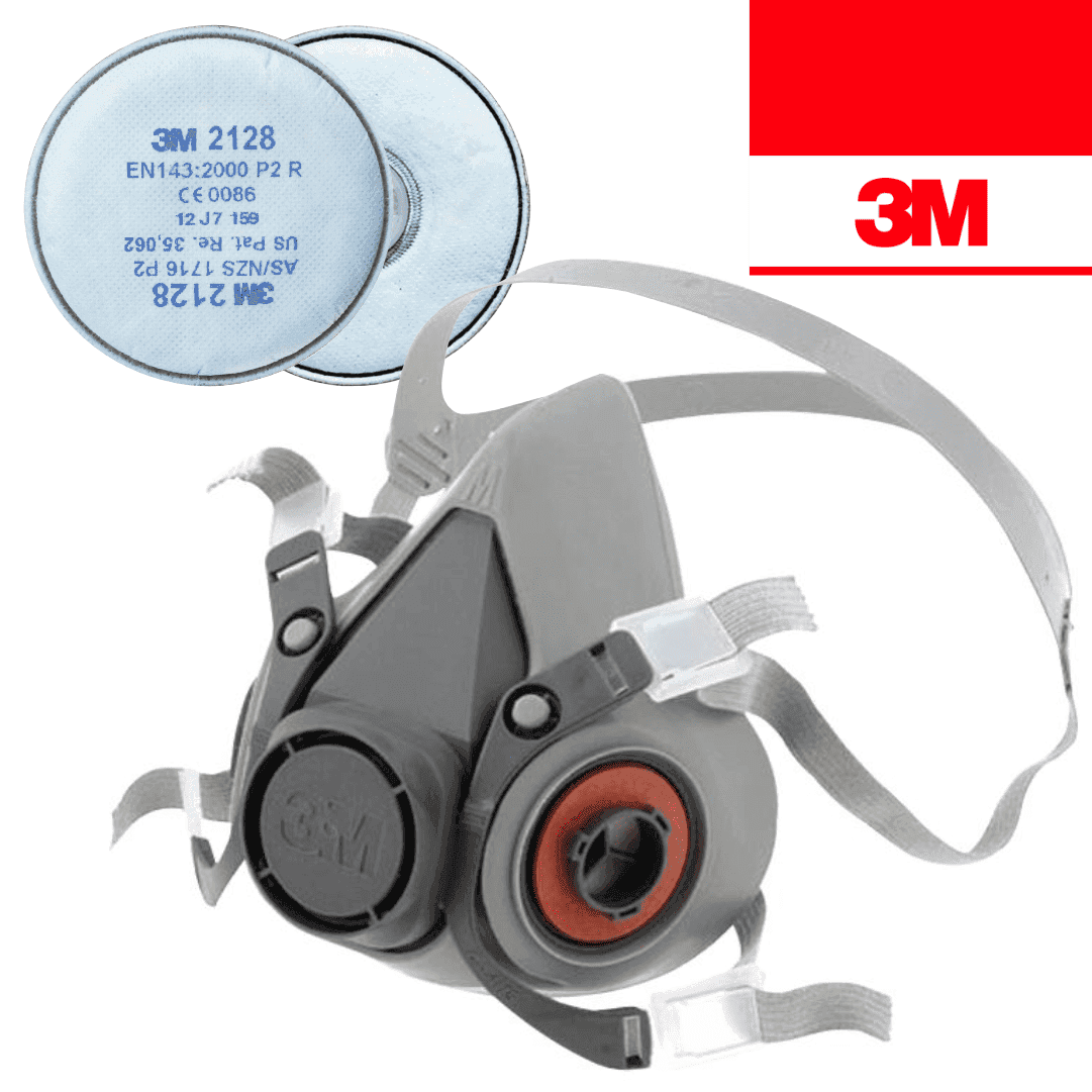 Máscara de Proteção 3M Semi Facial Reutilizável 6200 + Filtro Partículas 2128 P2 R