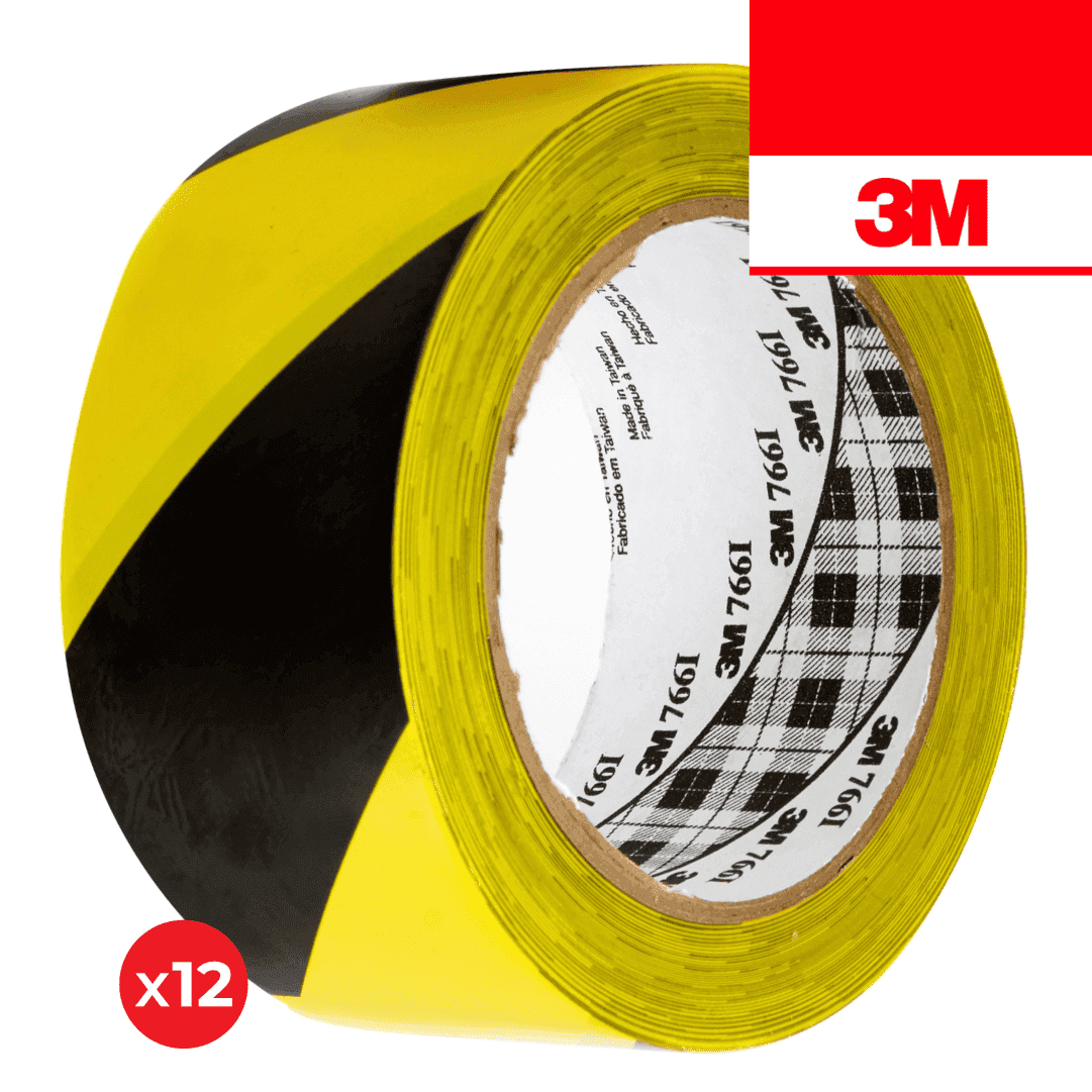 Fita Adesiva Sinalizadora Vinil 3M 766 Amarela/Preta 50MMx33MT - 12UNI