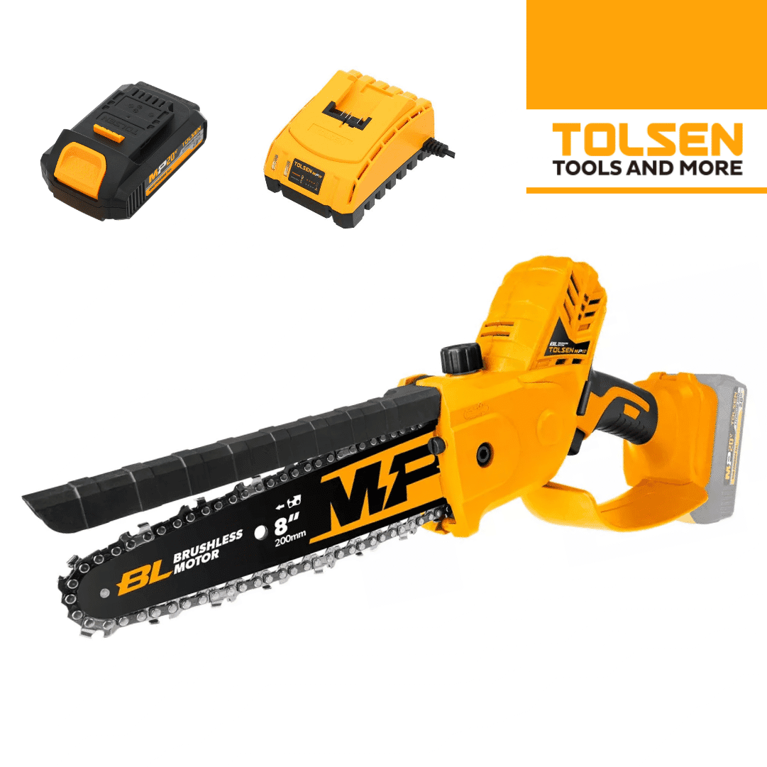 Mini Eletrosserra Podadora Tolsen Industrial 20V 200MM + Bateria 20V 2.0Ah + Carregador