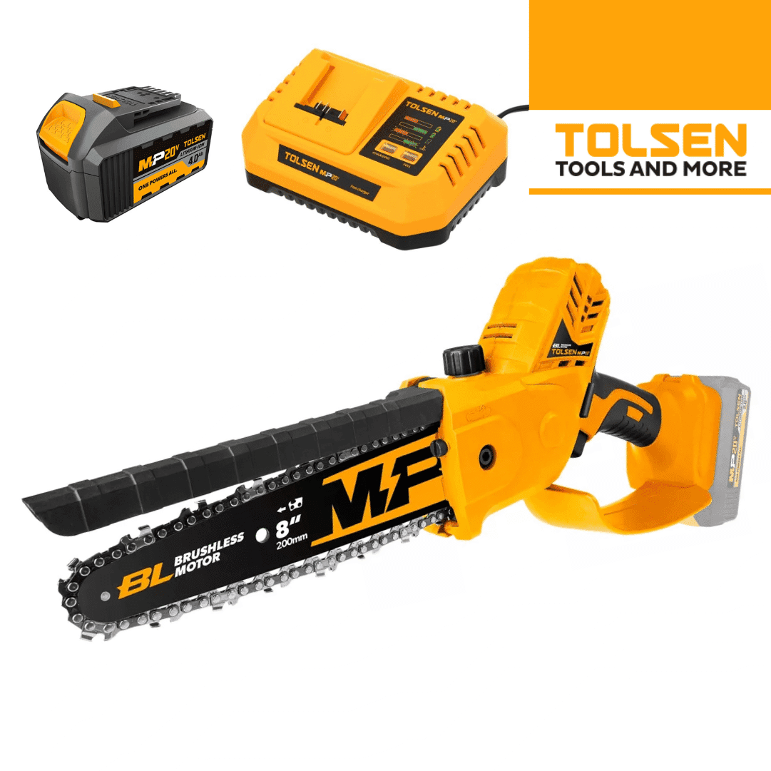 Mini Eletrosserra Podadora Tolsen Industrial 20V 200MM + Bateria 20V 4.0Ah + Carregador