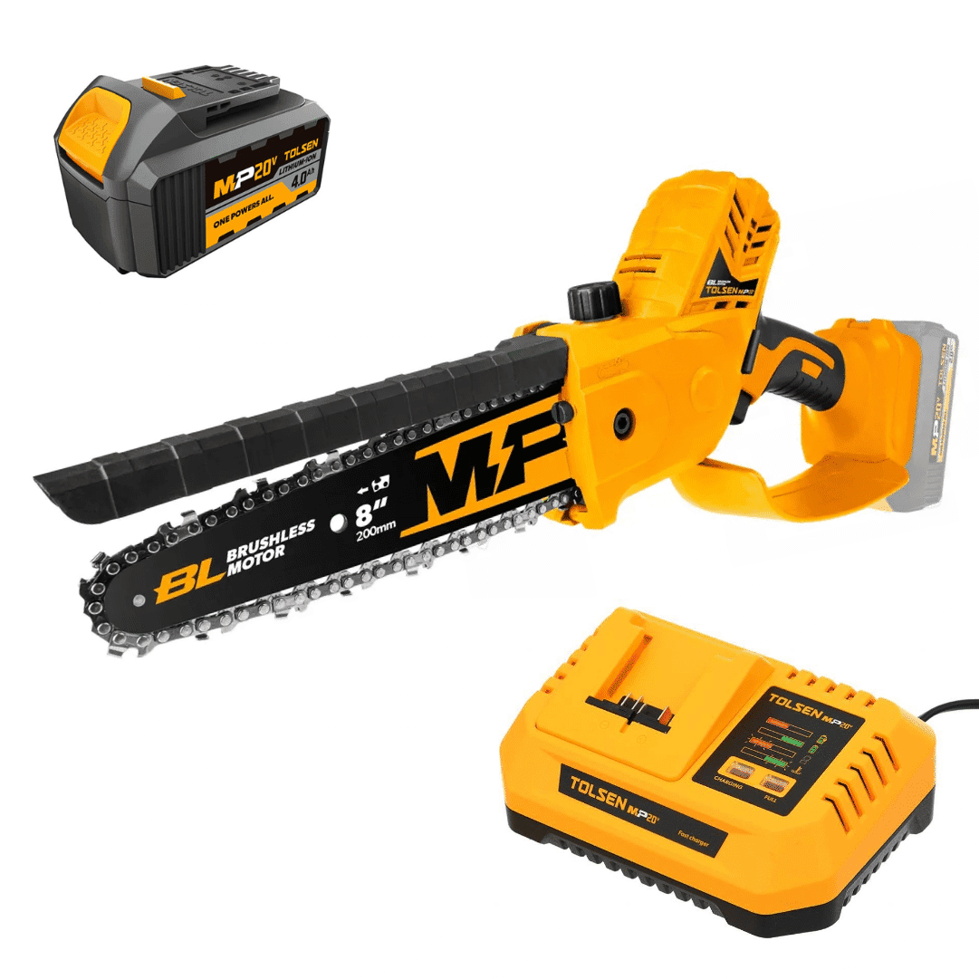 Mini Eletrosserra Podadora Tolsen Industrial 20V 200MM + Bateria 20V 4.0Ah + Carregador