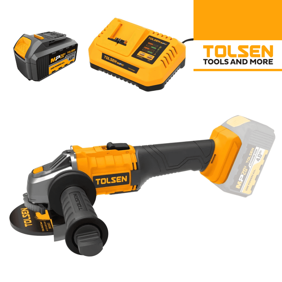 Rebarbadora Tolsen 20V 115MM + Bateria 20V 4.0Ah + Carregador