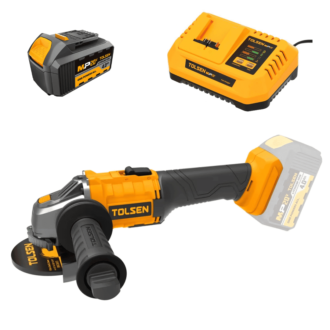 Rebarbadora Tolsen 20V 115MM + Bateria 20V 4.0Ah + Carregador