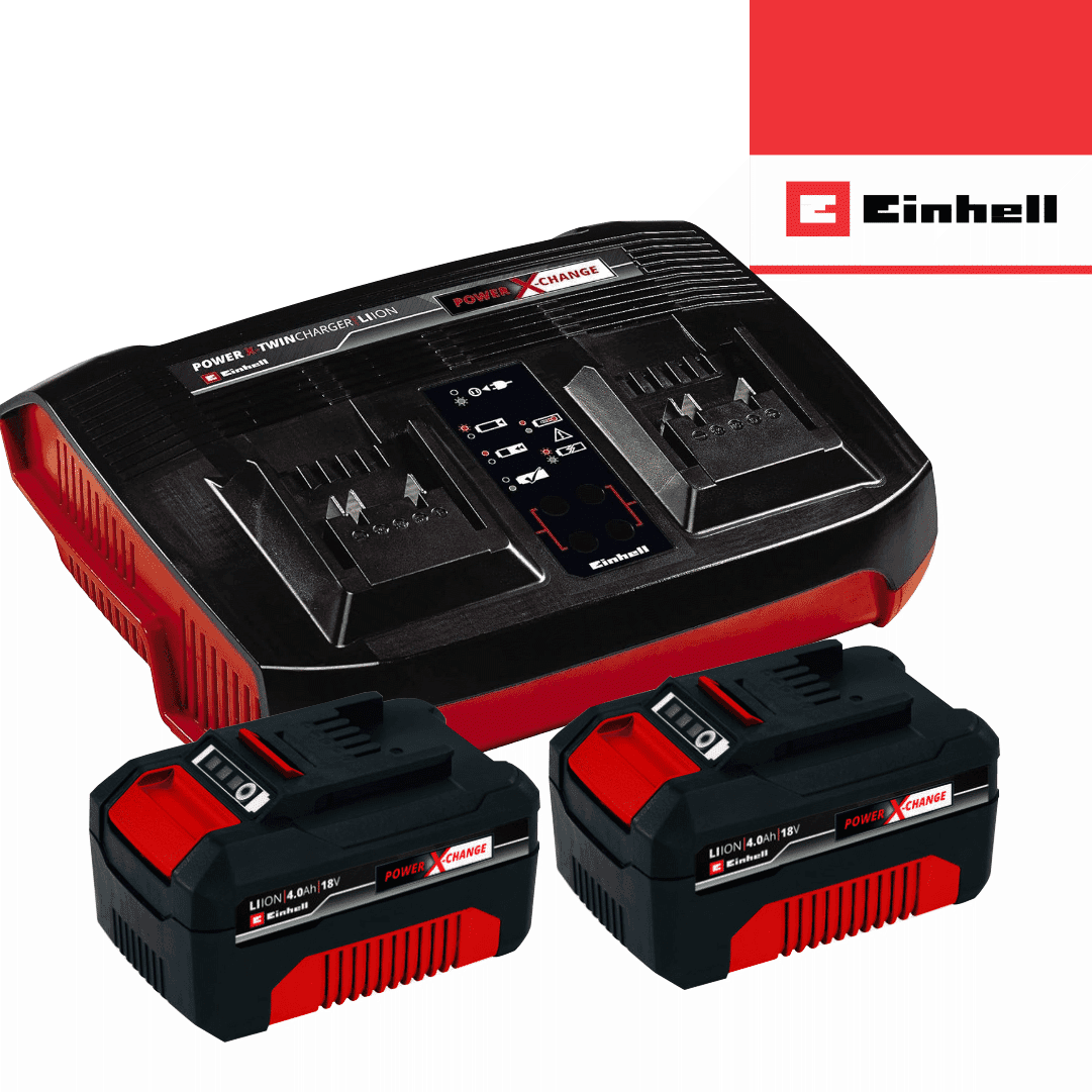 Kit 2 Baterias Einhell 18V 4.0Ah + Carregador Duplo TwinCharger