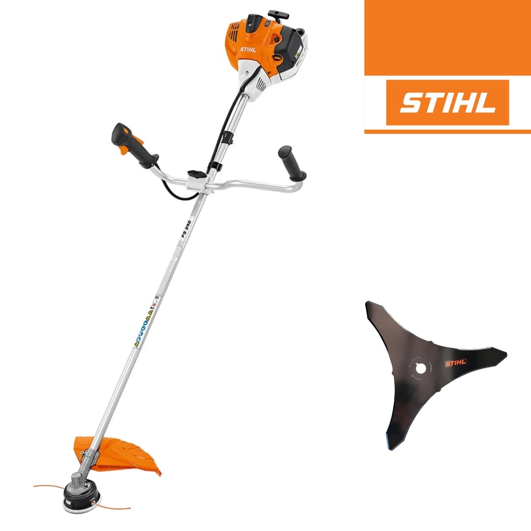 Roçadora a Gasolina Stihl FS 240 C-E c/ Fio AutoCut C 26-2 + Lâmina Corta Ervas - 250MM