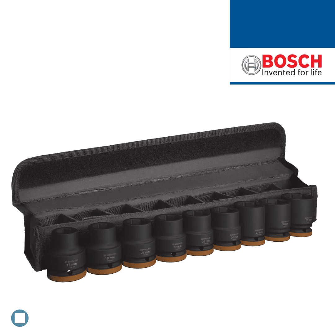 Jogo Chaves Impacto Bosch c/ Adaptador 3/4" - 9PCS (2608003041)