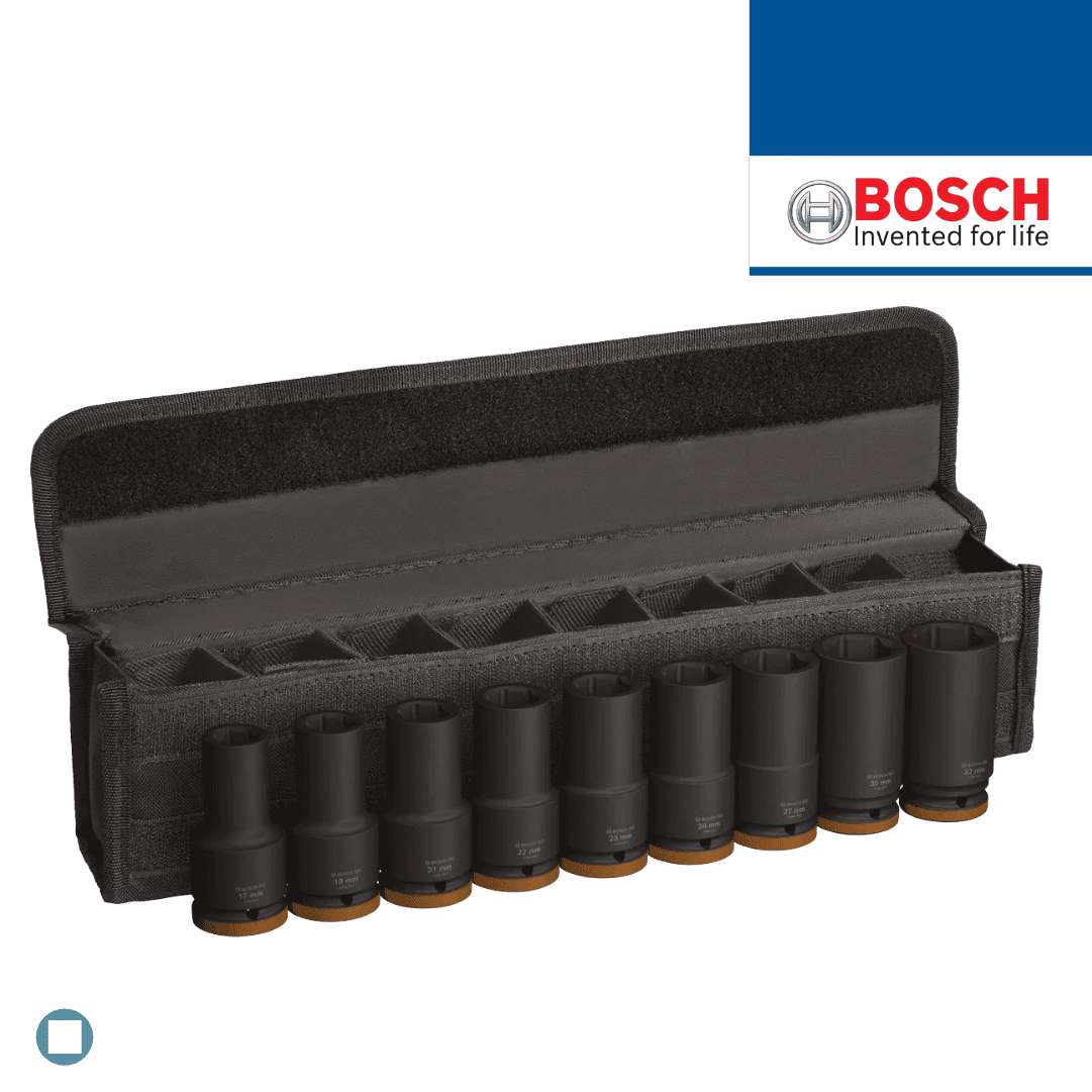 Jogo Chaves Impacto Bosch c/ Adaptador 3/4" - 9PCS (2608003042)