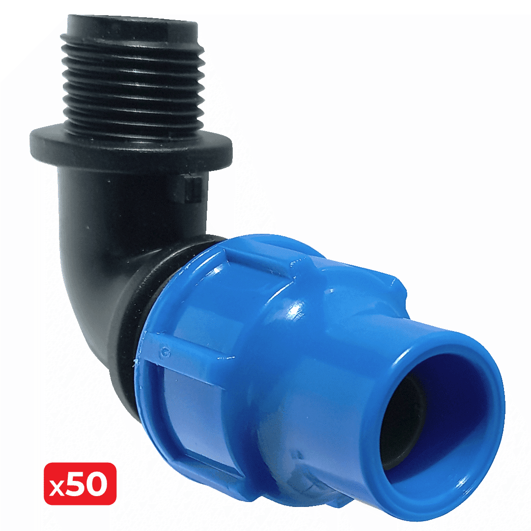 Joelho Aperto Rápido Macho PE 16x1/2'' - 50UNI